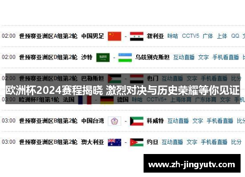 欧洲杯2024赛程揭晓 激烈对决与历史荣耀等你见证